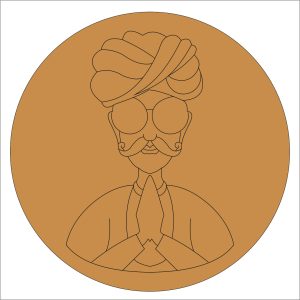 102 Rajasthani Man Pre Marked Round Base