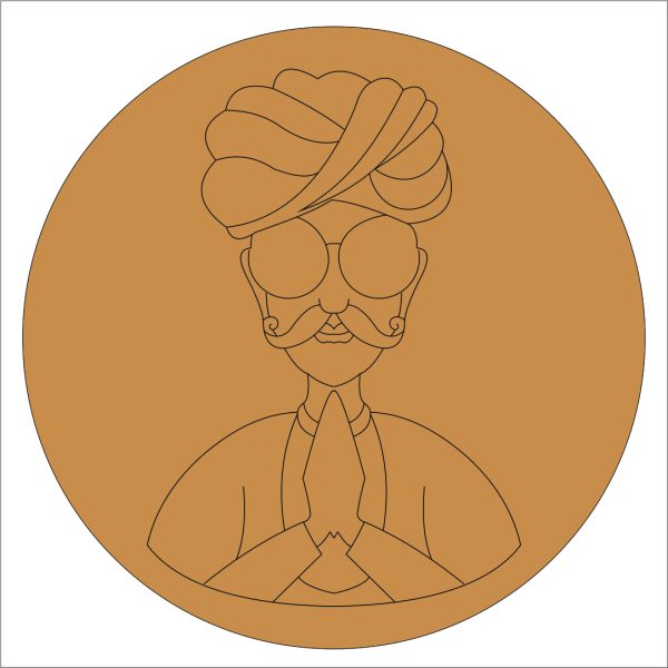 Rajasthani Man Pre Marked Round Base