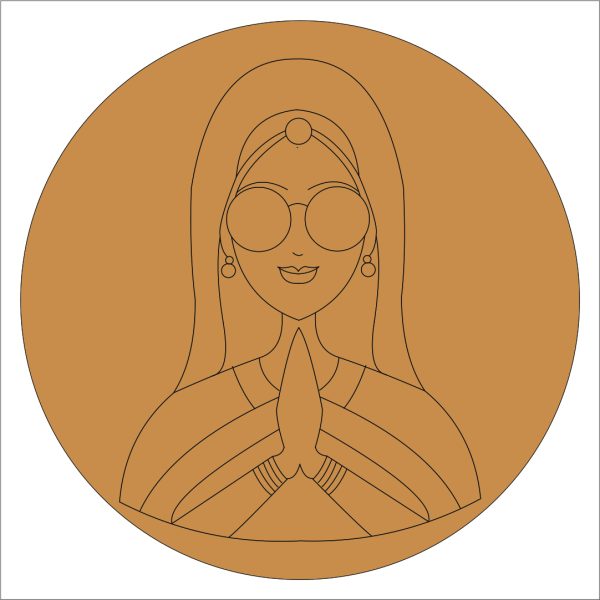 Rajasthani Woman Pre Marked Round Base
