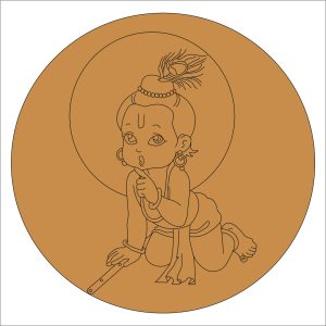 Little Krishna Pre Marked Round Base
