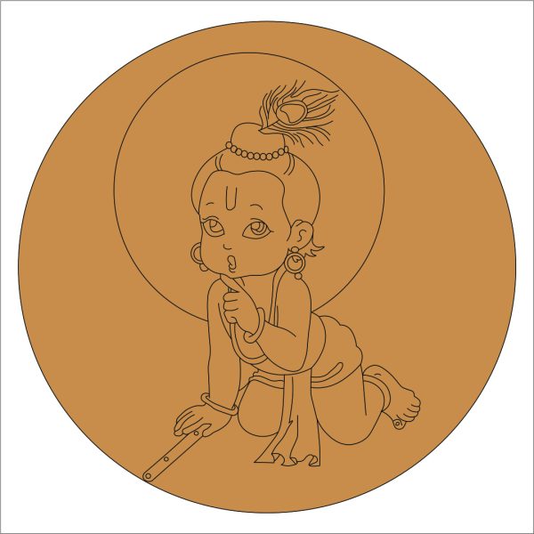 Little Krishna Pre Marked Round Base
