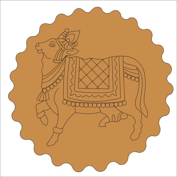 Pichwai Cow Pre Marked Round Base