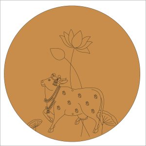 87 Cow Lotus Pre Marked Round Base