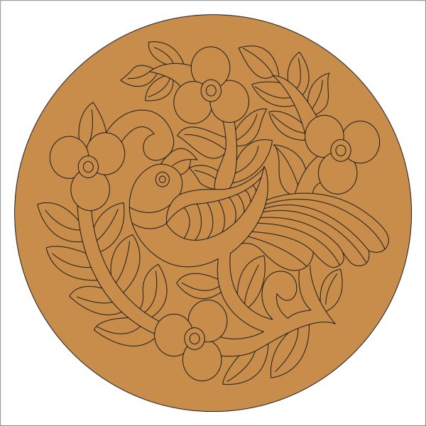 Parrot Floral Pre Marked Round Base