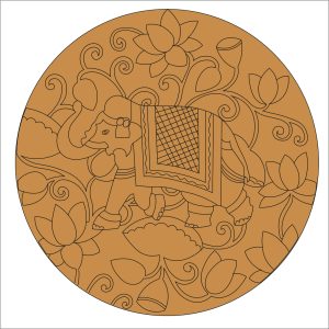 Elephant Floral Pre Marked Round Base