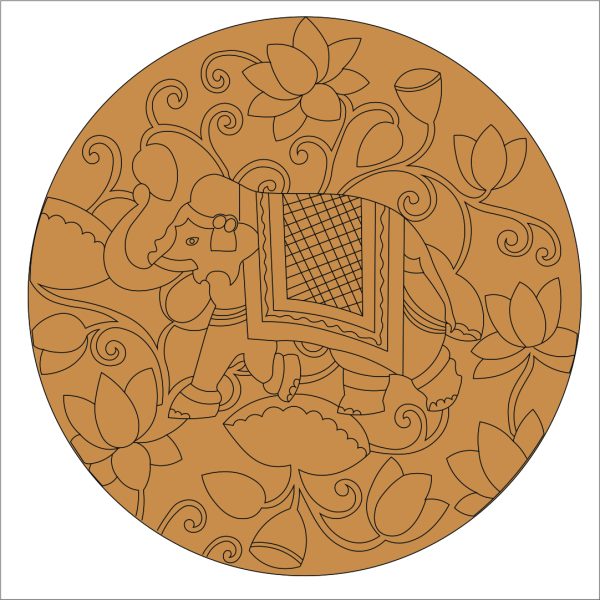 Elephant Floral Pre Marked Round Base